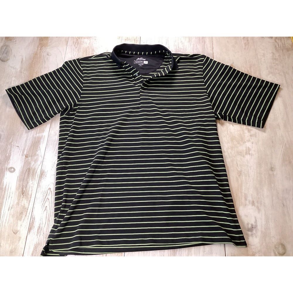 Jack Nicklaus Performance Polo Black With Green Stripes Men's Large